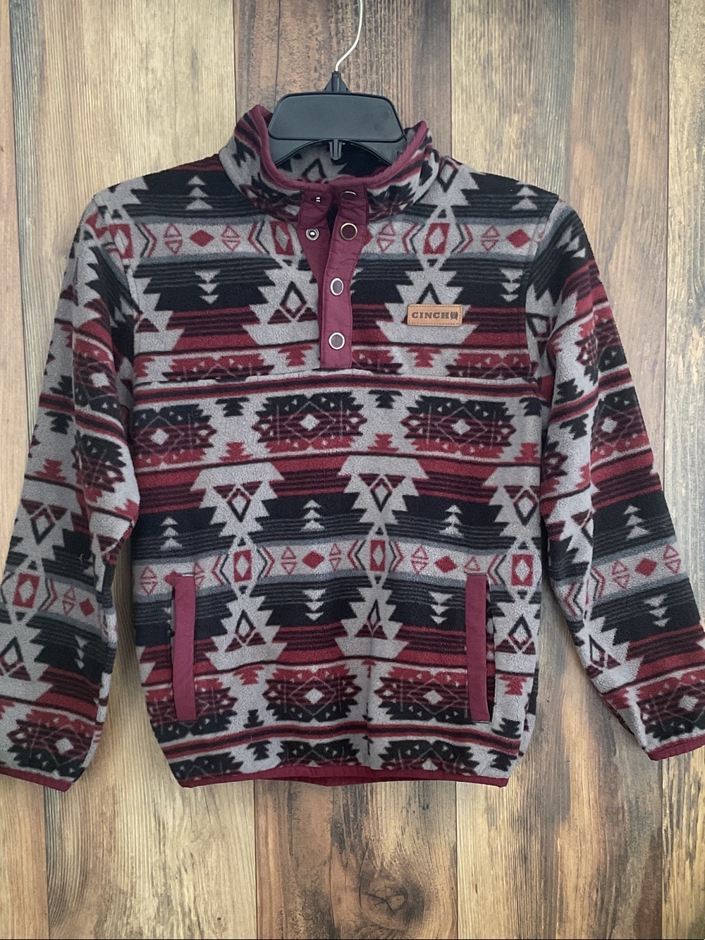 Cinch Aztec Print Fleece Southwestern 1/4 Snap Button Pullover Jacket